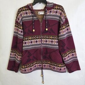 Importations Maria Peruvian aztec print zip up  Hoodie
